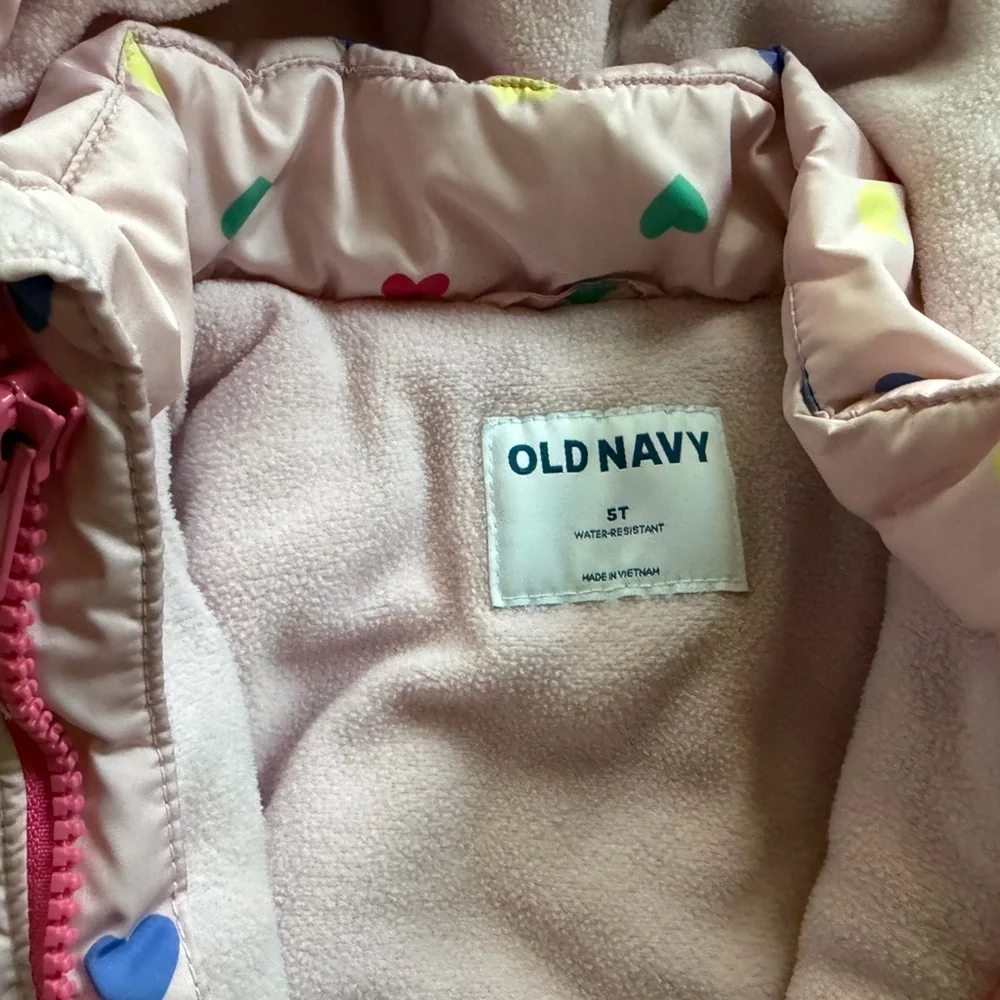 Preloved Old Navy Pink Jacket with Colorful Hearts